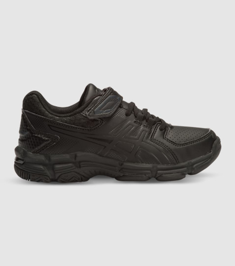 Asics black leather school shoes cheap