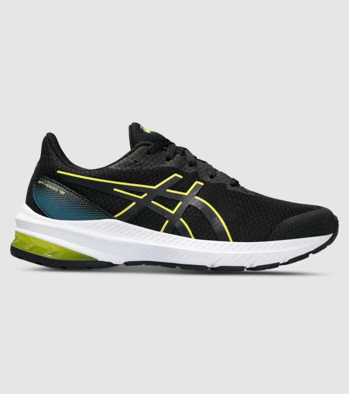 ASICS GT-1000 12 (GS) KIDS BLACK BRIGHT YELLOW | The Athlete's Foot
