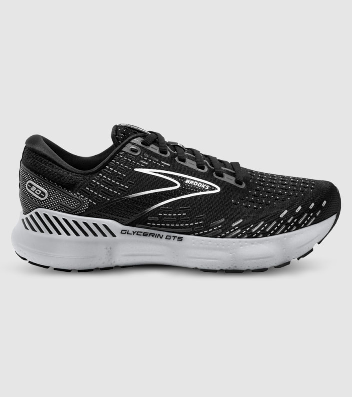 BROOKS GLYCERIN GTS 20 (D) WOMENS BLACK WHITE ALLOY | The Athlete's Foot
