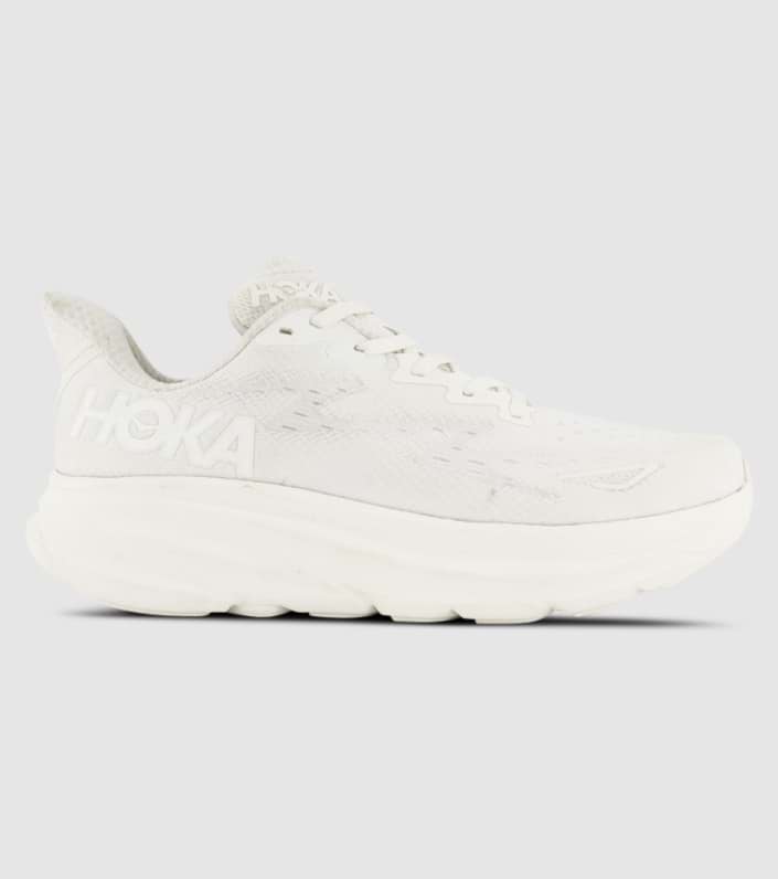 Women's HOKA Clifton 9 Wide Fit Running Shoes in White | The Athlete's Foot