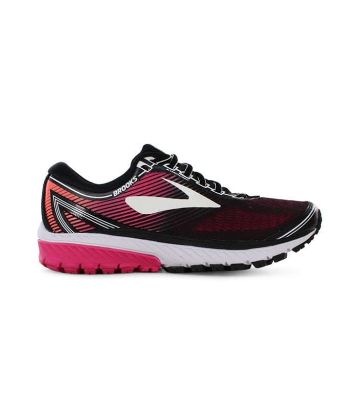 BROOKS GHOST 10 WOMENS BLACK PINK PEACOCK CORAL