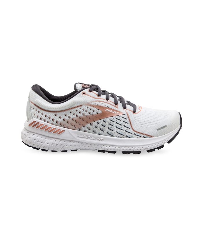 BROOKS ADRENALINE GTS 21 WOMENS WHITE BLACKENED PEARL ROSE