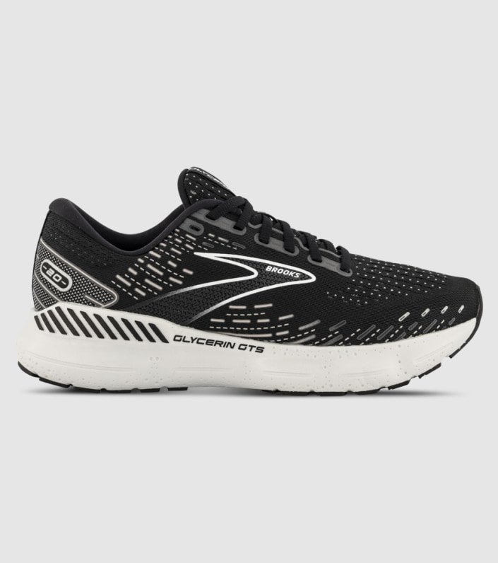 BROOKS GLYCERIN GTS 20 WOMENS BLACK WHITE ALLOY | The Athlete's Foot