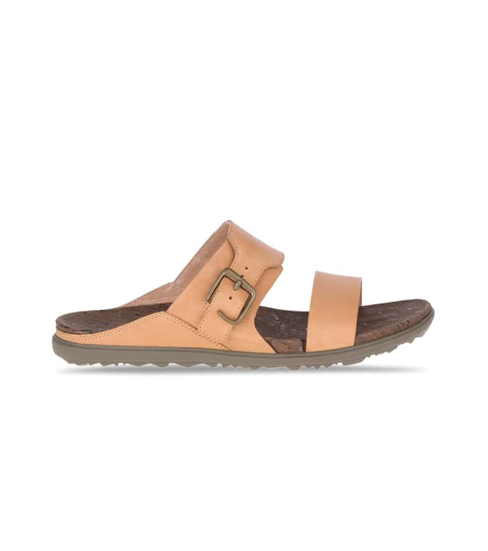 MERRELL AROUND TOWN LUXE BUCKLE SLIDE WOMENS  NATURAL TAN