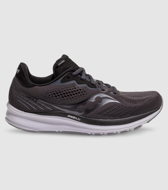 SAUCONY RIDE 14 WOMENS CHARCOAL BLACK | The Athlete's Foot