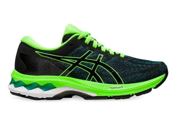 black and green running shoes