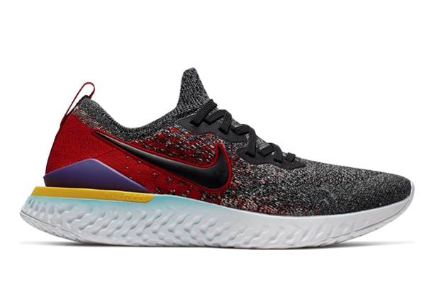 Nike Epic React Flyknit 2 Mens Black Black Hyper Jade University Red Black Mens Cushion Running Shoes