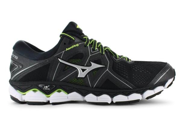 MIZUNO WAVE SKY 2 MENS BLACK SAFETY YELLOW | Green Mens Cushion Running  Shoes