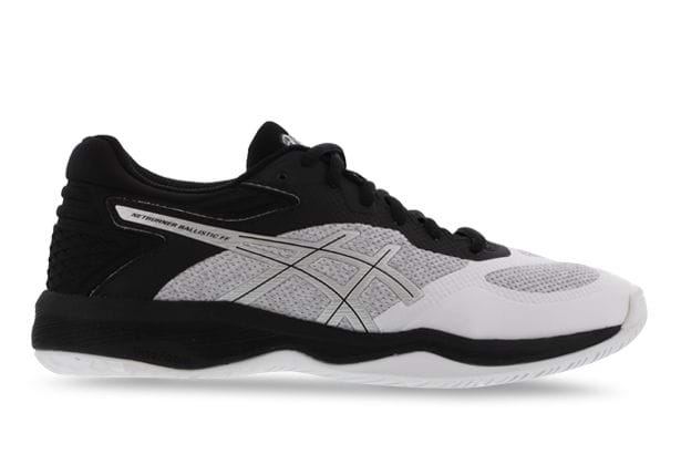 asics black and white netball shoes