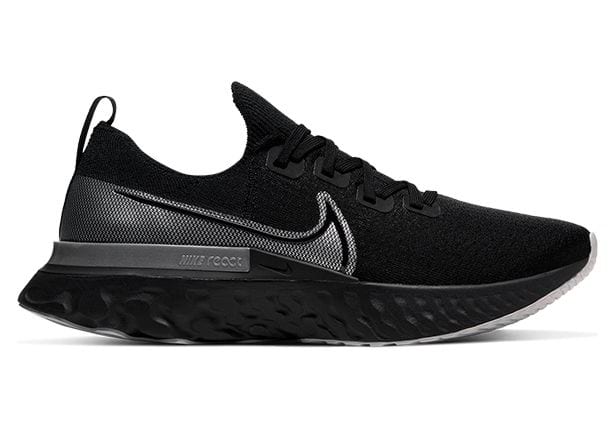 NIKE REACT INFINITY RUN FLYKNIT MENS BLACK BLACK-METALLIC SILVER-DARK ...