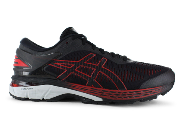 ASICS GEL KAYANO 25 MENS BLACK CLASSIC RED Black Mens Supportive Running Shoes