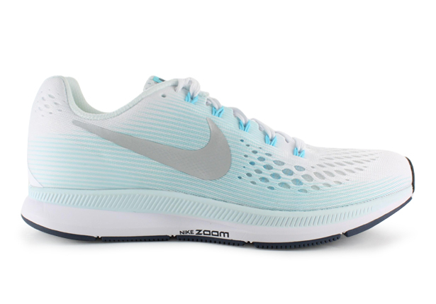 NIKE AIR ZOOM PEGASUS 34 WOMENS WHITE METALLIC SILVER White Womens Cushion Running Shoes