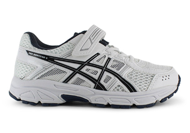 ASICS PRE CONTEND 4 PS KIDS WHITE BLACK INSIGNIA BLUE White Pre School Boys Running Shoes