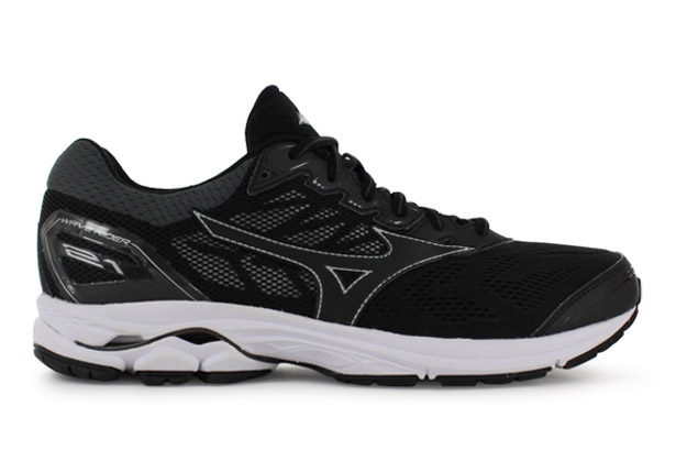 MIZUNO WAVE RIDER 21 MENS BLACK SILVER Black Mens Cushion Running Shoes