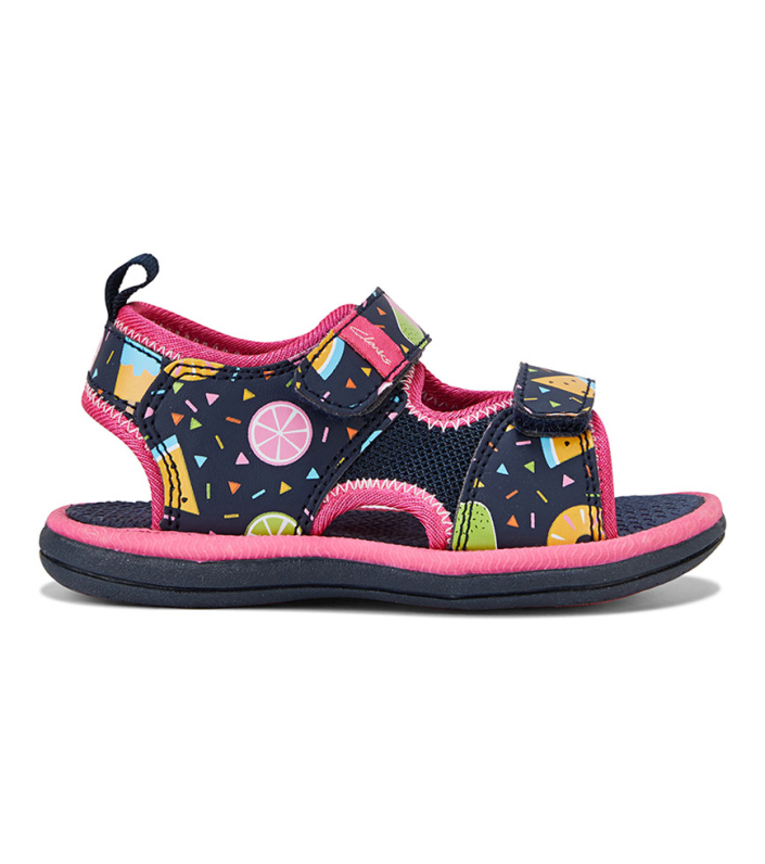 CLARKS FRIDA KIDS NAVY FRUIT FUCHSIA