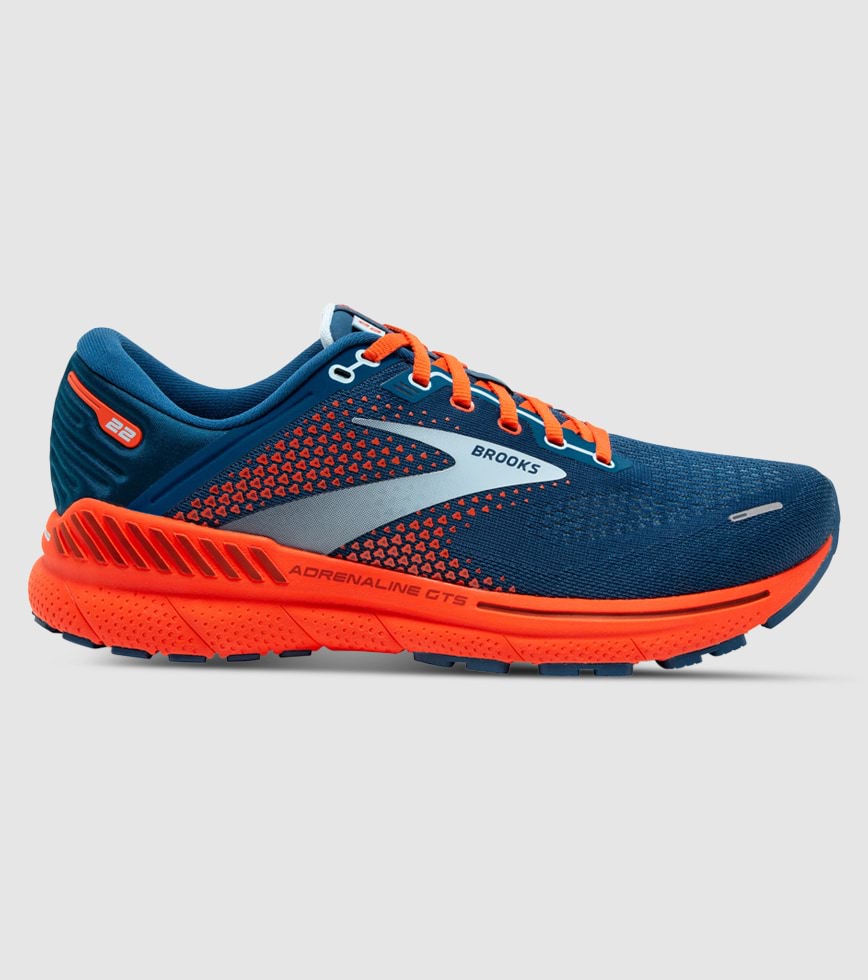BROOKS ADRENALINE GTS 22 MENS INJ BLUE ORANGE The Athlete s Foot