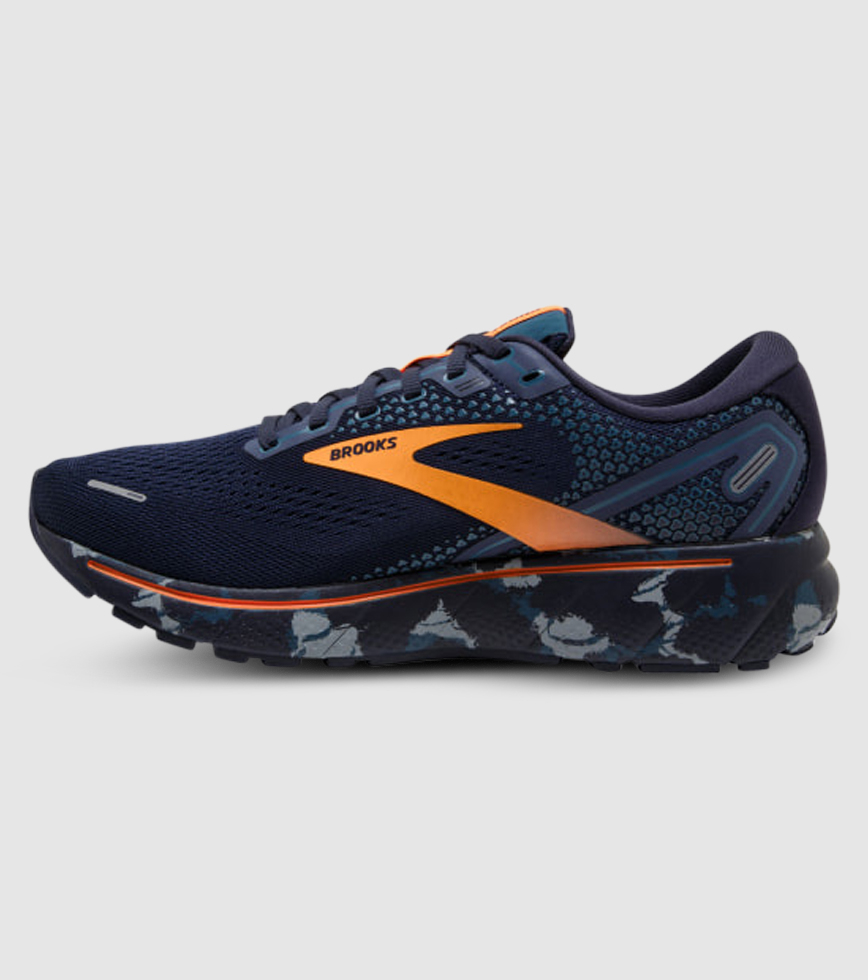 BROOKS GHOST 14 MENS CAMO NAVY GREY ORANGE The Athlete s Foot
