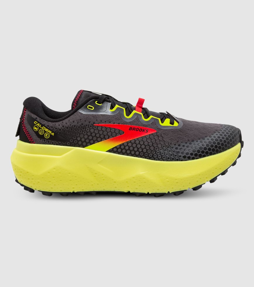 BROOKS CALDERA 6 MENS BLACK FIERY RED YELLOW The Athlete s Foot