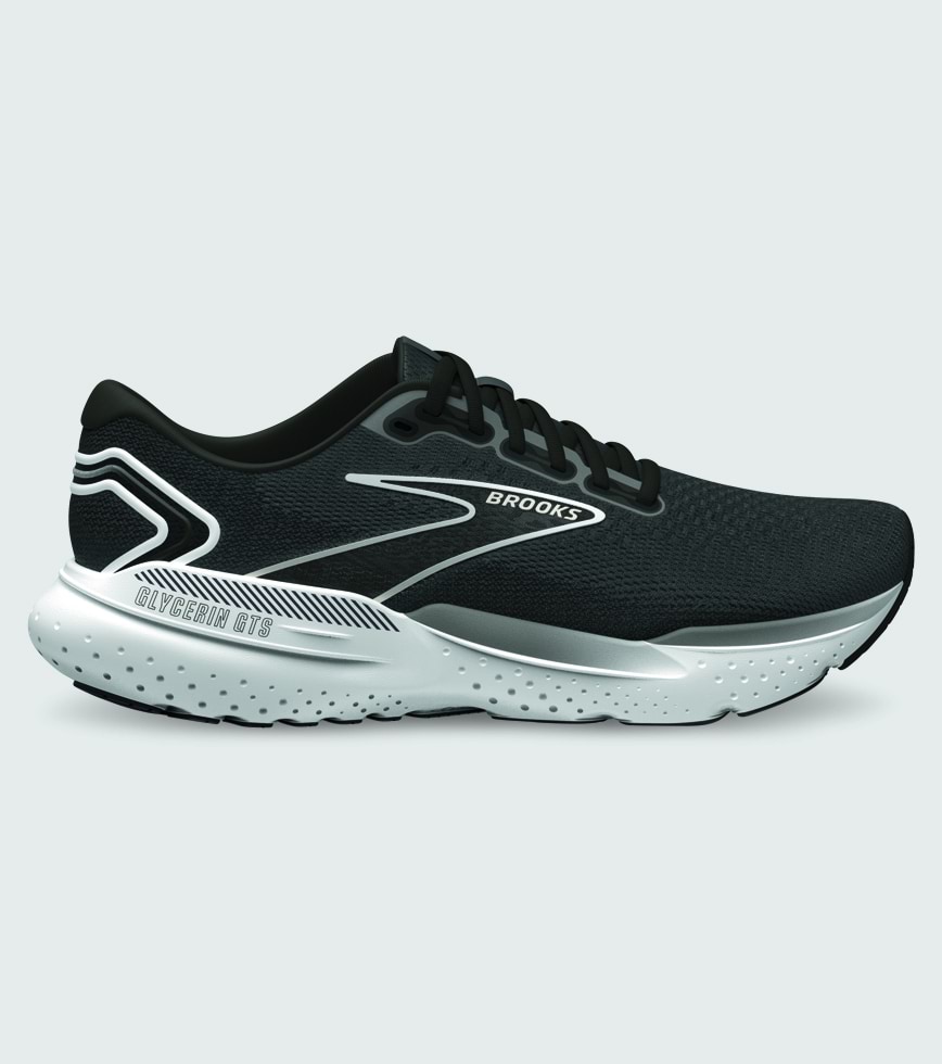 BROOKS GLYCERIN GTS 21 WOMENS BLACK GREY WHITE The Athlete s Foot
