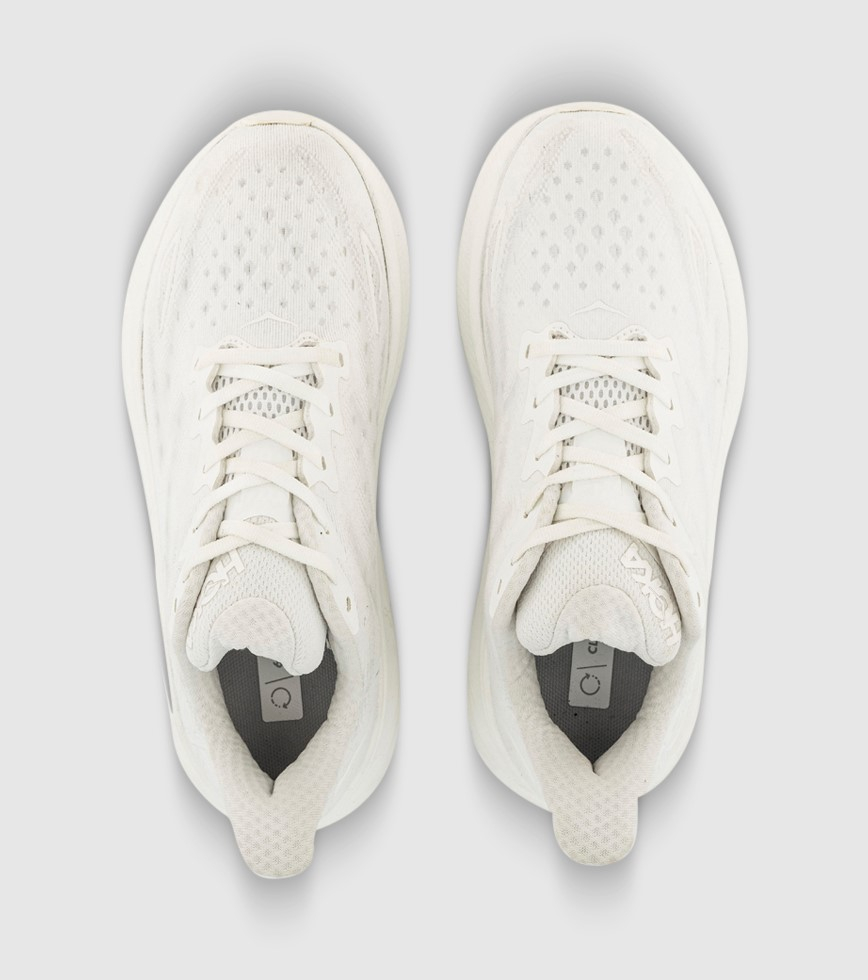 Women s HOKA Clifton 9 Wide Fit Running Shoes in White The