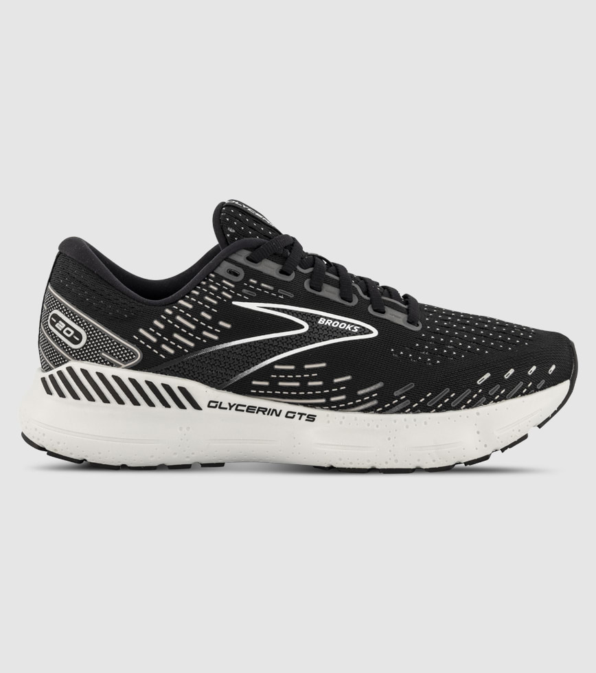 BROOKS GLYCERIN GTS 20 WOMENS BLACK WHITE ALLOY