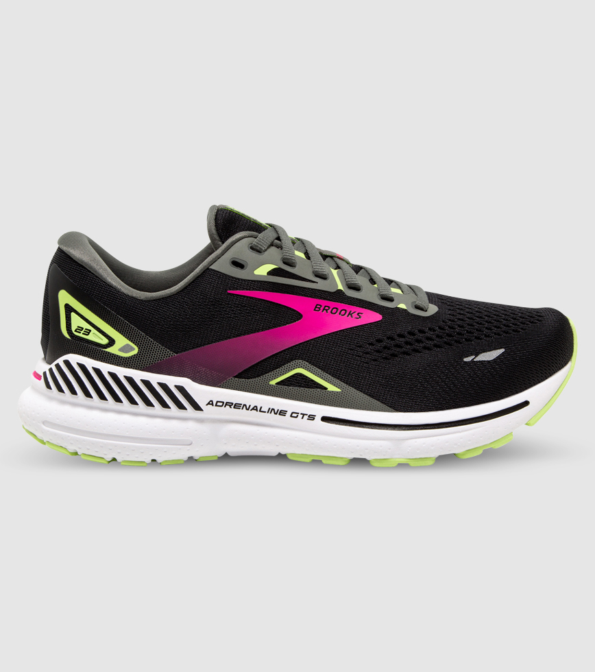 BROOKS ADRENALINE GTS 23 WOMENS BLACK GUNMETAL GREEN The