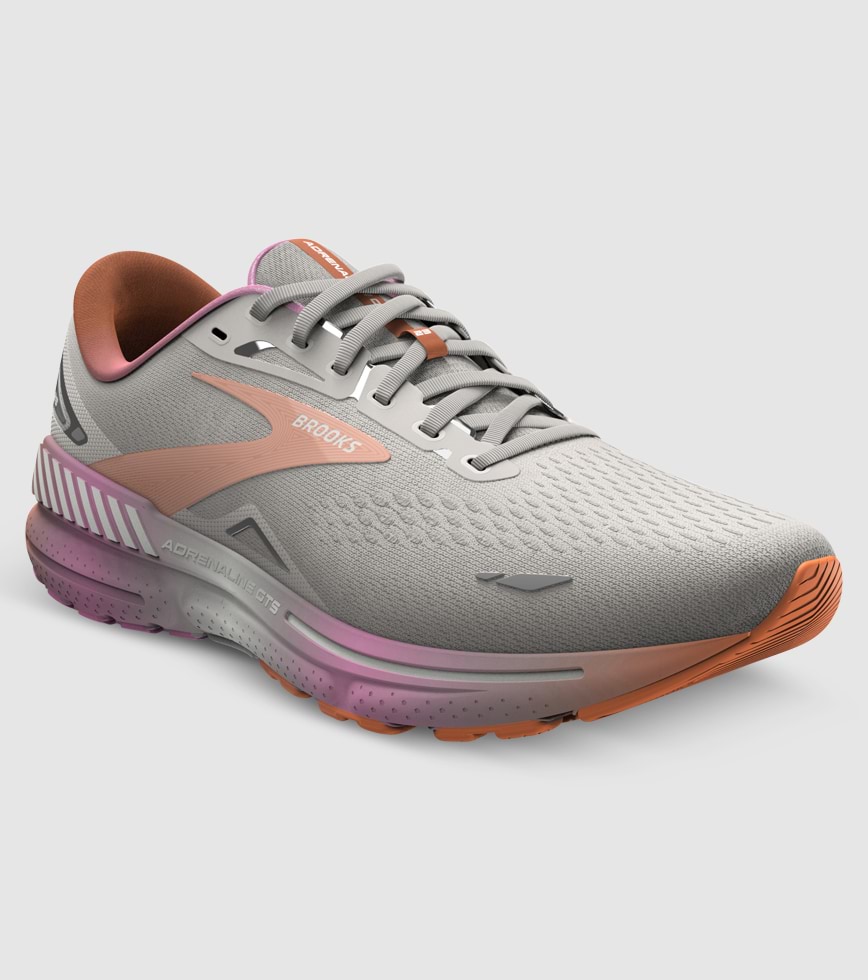 BROOKS ADRENALINE GTS 23 WOMENS WHITE SAND SUNSET FUCHSIA The