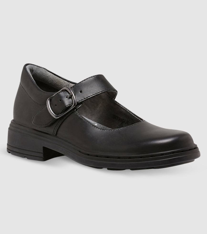 CLARKS INTRIGUE JUNIOR GIRLS MARY JANE SCHOOLS SHOES BLACK The