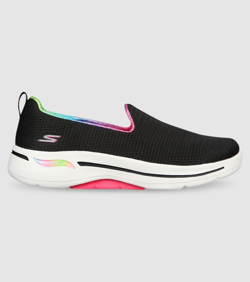 SKECHERS GO WALK ARCH FIT WOMENS BLACK HOT PINK | The Athlete's Foot