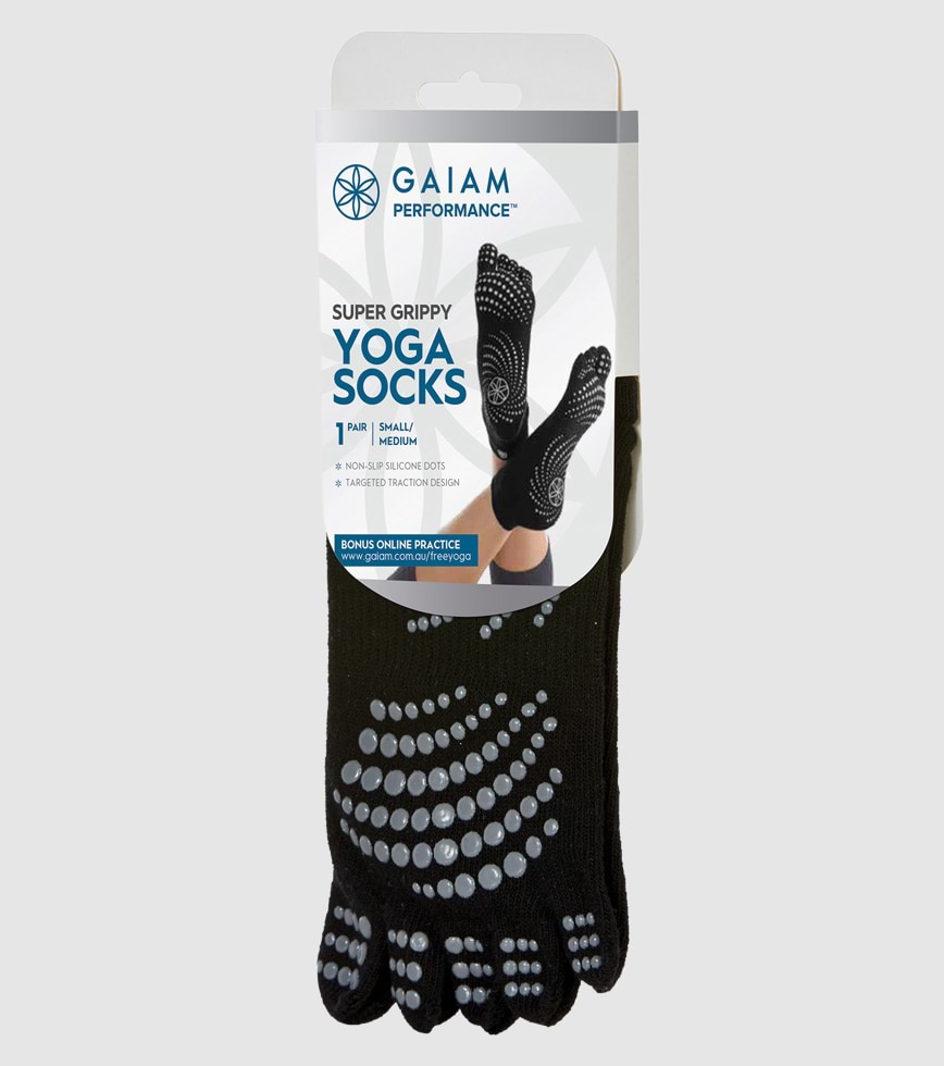 Gaiam Super Grippy Yoga Socks Black/Grey