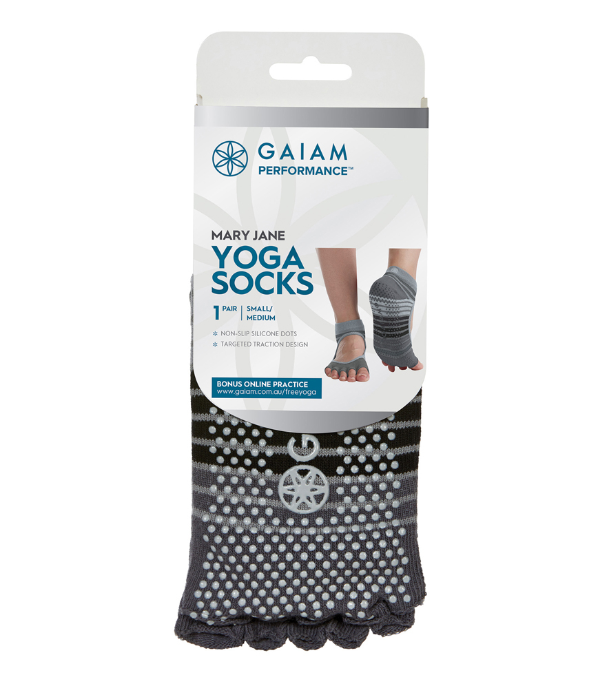 Gaiam Performance Pilates & Barre Grippy Sock Mint Grey