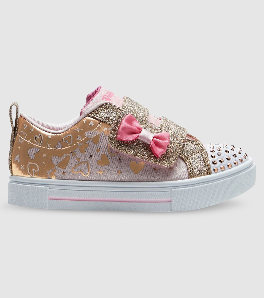 Skechers twinkle toes pink and gold on sale