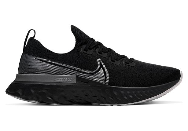 NIKE REACT INFINITY RUN FLYKNIT MENS BLACK BLACK METALLIC SILVER