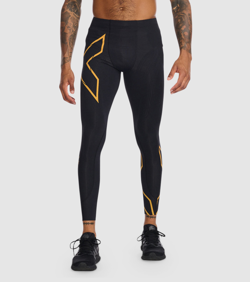 2XU LIGHT SPEED COMPRESSION TIGHTS MENS BLACK TURMERIC REFLECTIVE