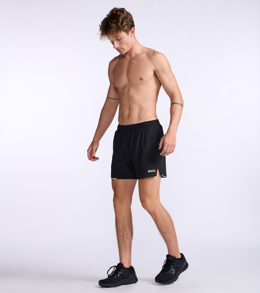2XU AERO 5 INCH SHORTS 2.0 MENS BLACK SILVER REFLECTIVE The