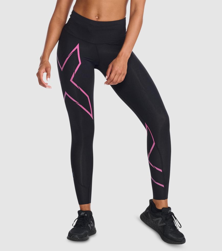 2XU LIGHT SPEED MID RISE COMPRESSION TIGHTS WOMENS BLACK FESTIVAL OMBRE  REFLECT