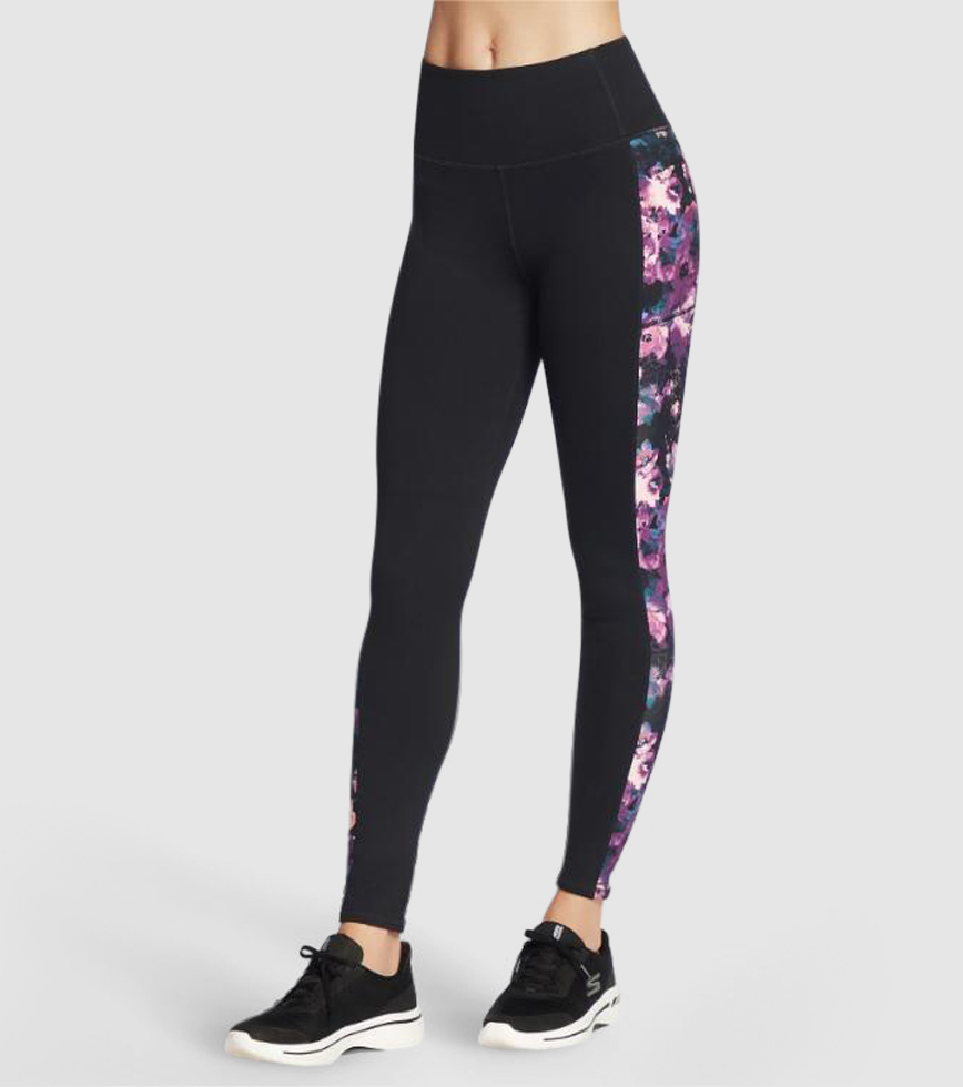 SKECHERS GOWALK LINEAR FLORAL HIGH WAIST LEGGING WOMENS LINEAR