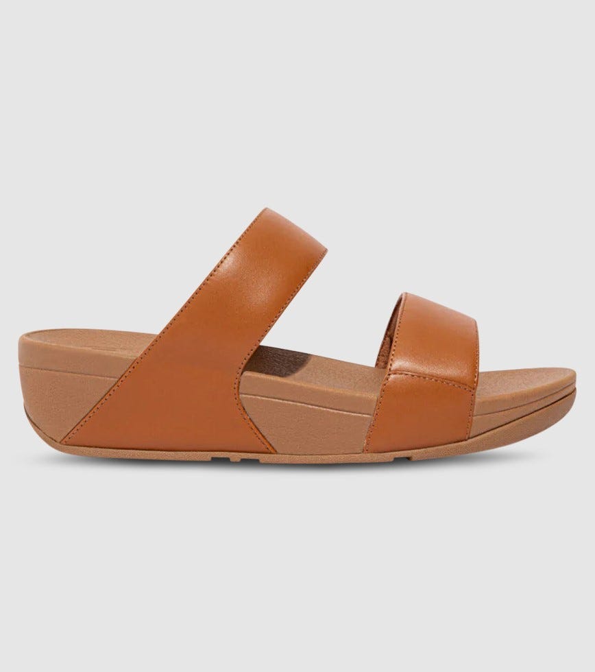 FITFLOP LULU LEATHER WOMENS SLIDE LIGHT TAN | The Athlete's Foot