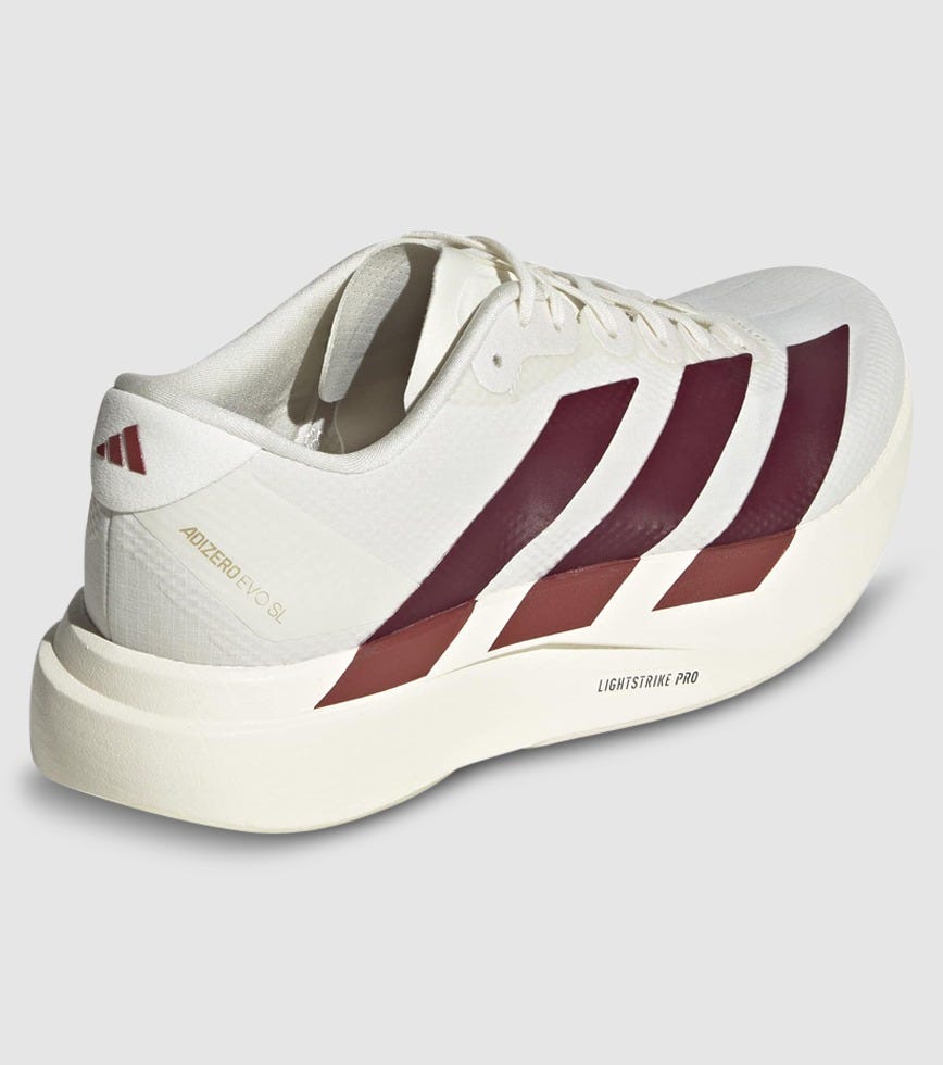 ADIDAS ADIZERO EVO SL MENS WOVE OWHITE MAROON MYSRED | The Athlete's Foot
