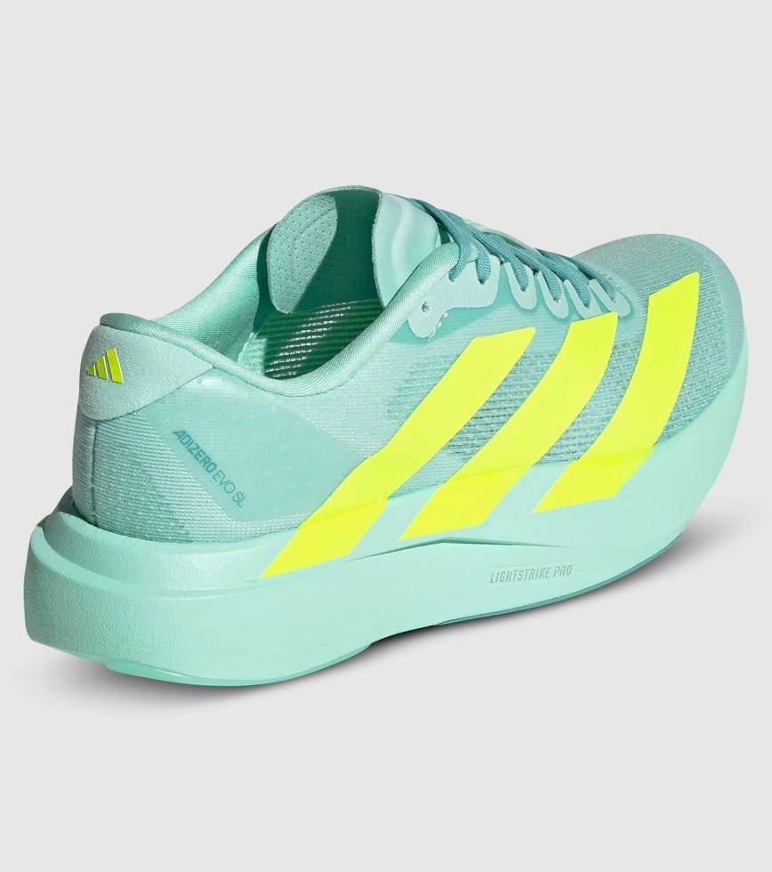 ADIDAS ADIZERO EVO SL WOMENS SEMI FLASH AQUALUCID LEMONMINT TON | The ...