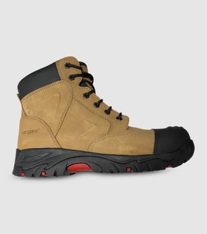 ERGONX SAFETY BOOTS LACE UP (HELIUM) (2E WIDE) MENS TAN The