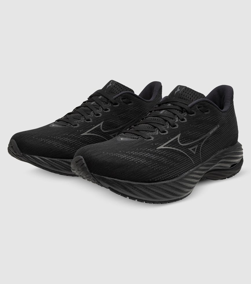 MIZUNO WAVE RIDER 28 (2E WIDE) MENS BLACK QUIET SHADE EBONY | The ...