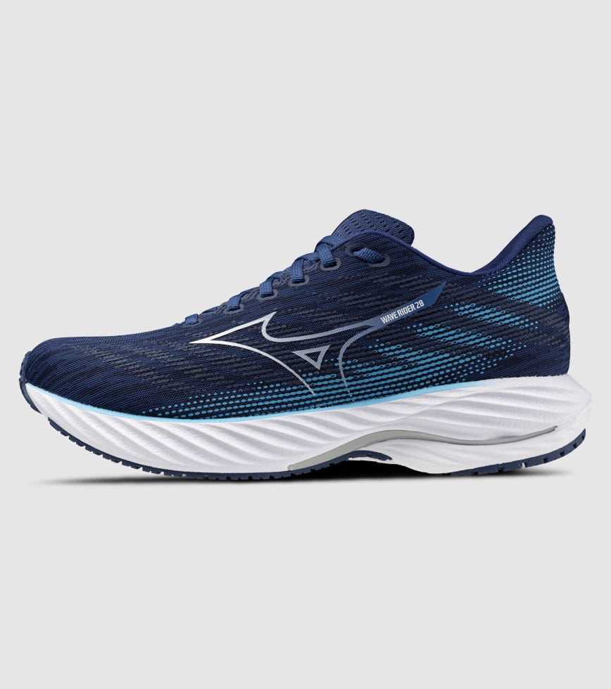 MIZUNO WAVE RIDER 28 (2E WIDE) MENS ESTATE BLUE WHITE RIVER BLUE | The ...