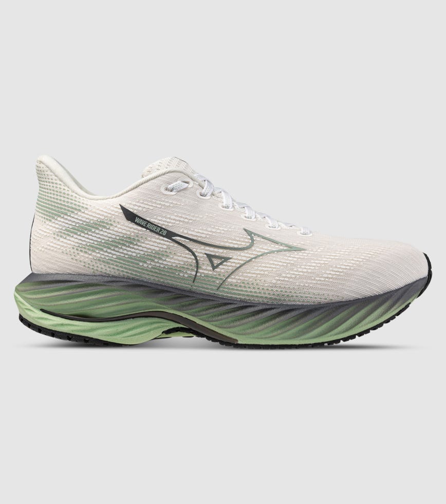 MIZUNO WAVE RIDER 28 MENS SNOW WHITE FROSTY GREEN BLK | The