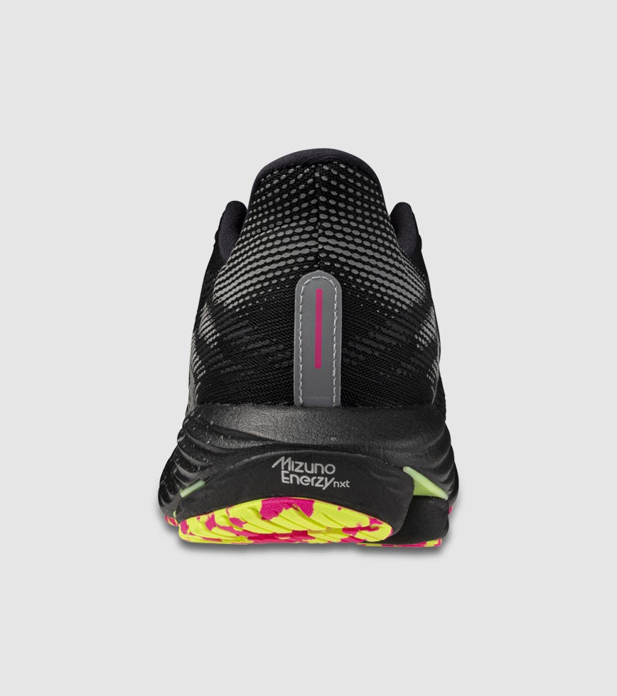 MIZUNO WAVE RIDER 28 MENS BLACK SILVER SUNNY LIME | The