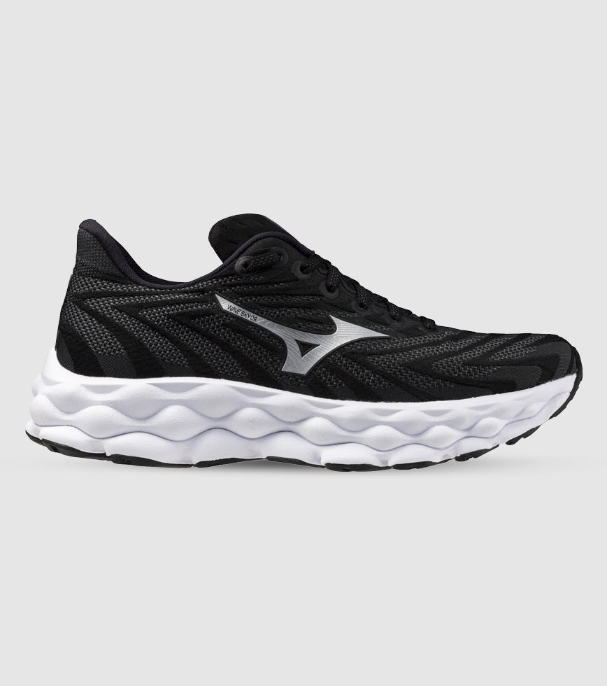 (取寄) ミズノ レディース ウェーブ スカイ 8 Mizuno women Mizuno Wave Sky 8 Black/Silver MIZUNO WAVE SKY 8 (D WIDE) WOMENS BLACK SILVER WHITE | The