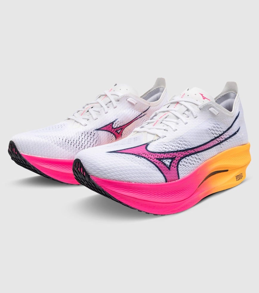 Mizuno Wave Rebellion Pro ホワイト/ピンク24センチ MIZUNO WAVE REBELLION PRO LOW UNISEX HANABI WHITE PINK TETRA TANG