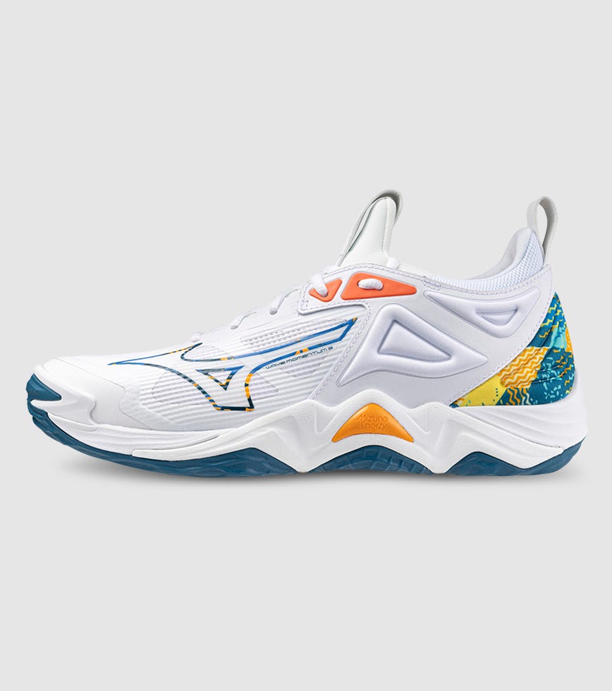 MIZUNO WAVE MOMENTUM MENS VOLLEYBALL SHOES WHITE CARROT CURL