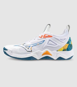 MIZUNO WAVE MOMENTUM MENS VOLLEYBALL SHOES WHITE CARROT CURL