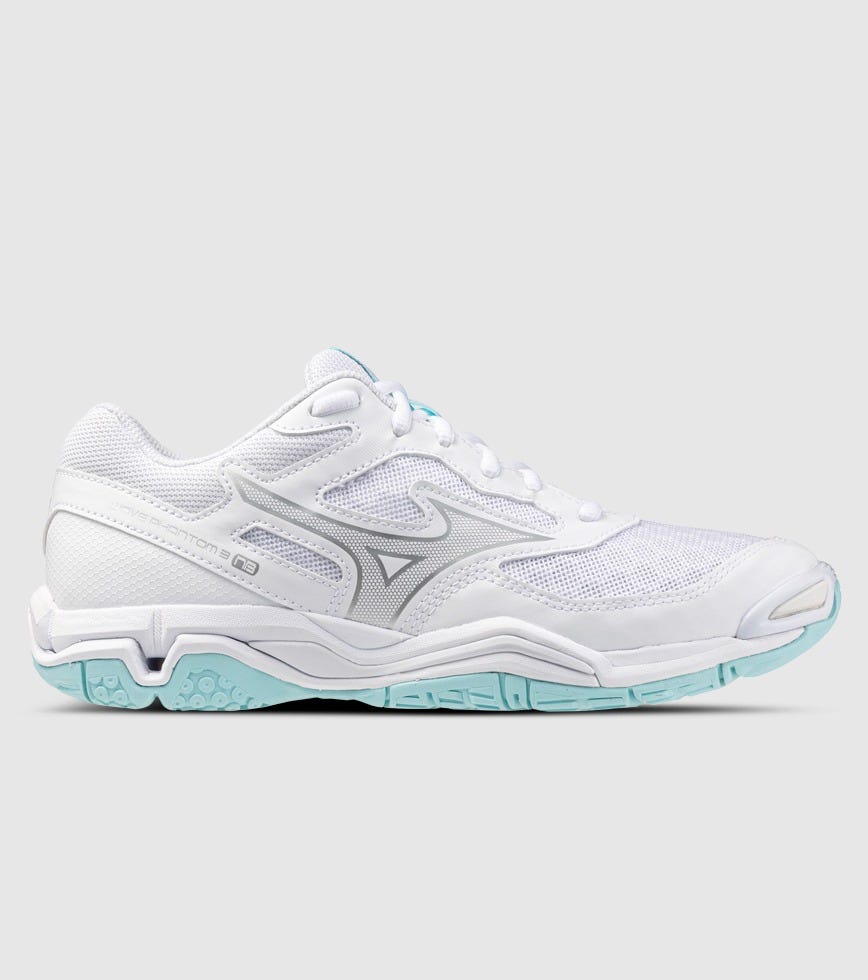 MIZUNO WAVE PHANTOM 3 WOMENS NETBALL SHOES WHITE BLUE TINT | The ...